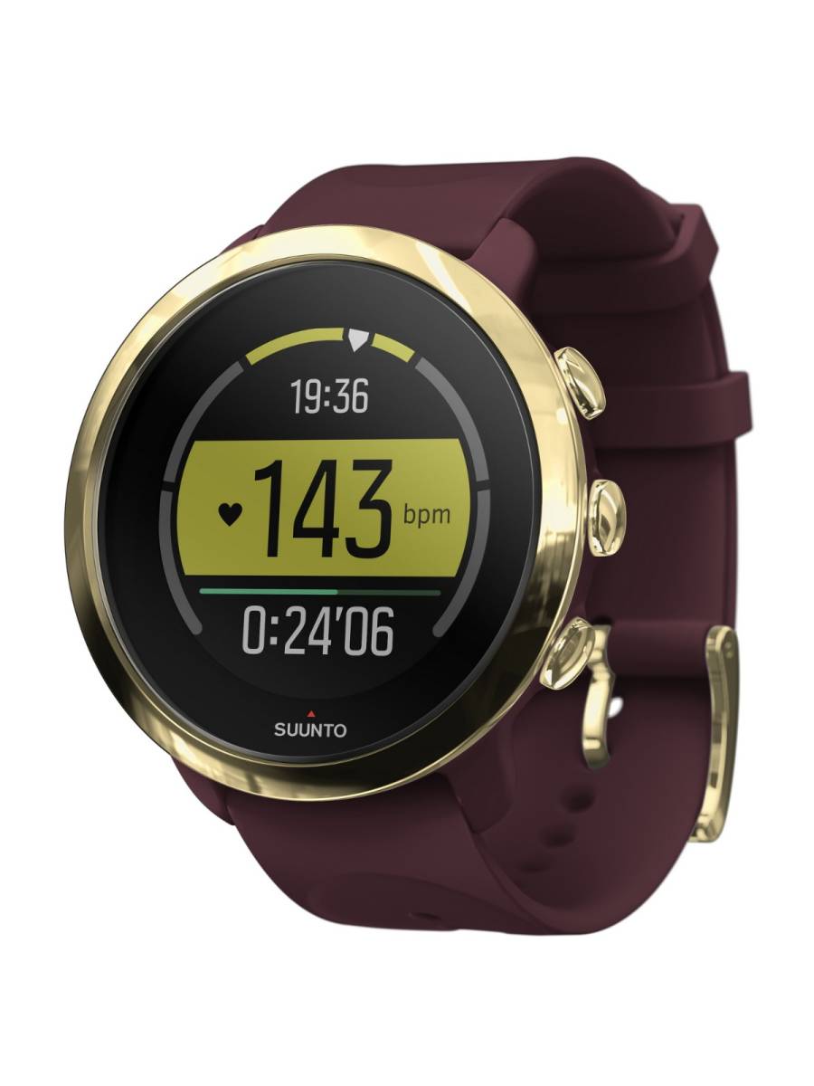 SUUNTO Smart Watch 50mm Gold Case Burgundy Band 3 Fitness