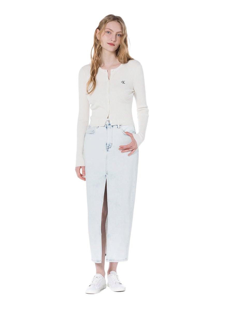 Calvin klein outlet white jean skirt