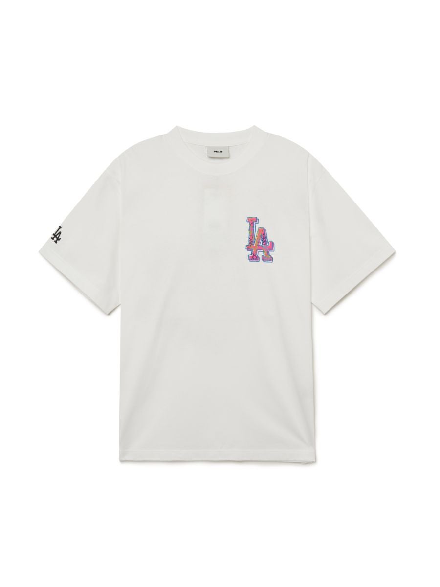 47 Brand MLB LA Dodgers T-Shirt In Off White With Colour Blocked Infill  Logo for Men