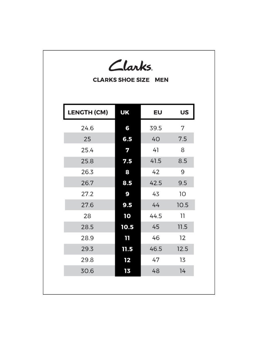 Clarks foot 2025 size chart