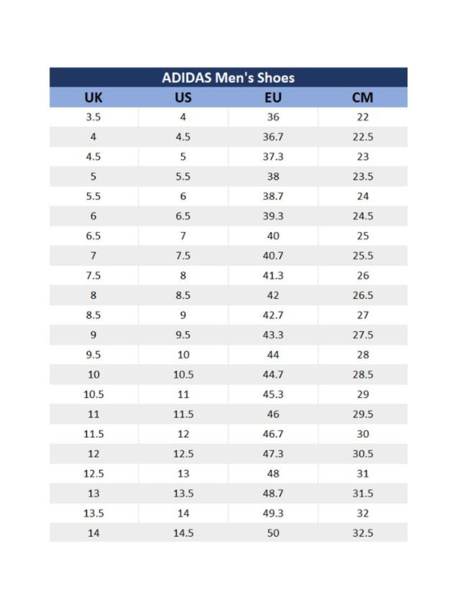 Adidas shoes outlet table size 12