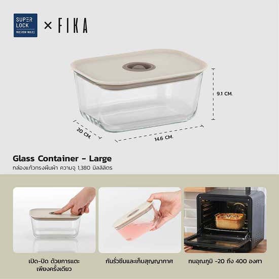 Set of 3) NEOFLAM Fika Clik Glass Extra Large Food Storage Containers Set