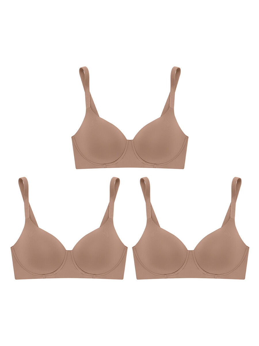 e-Tax, SABINA [Pack 3 Piece] Invisible Wire Bra Seamless Fit Perfect Bra  Collection - Tan