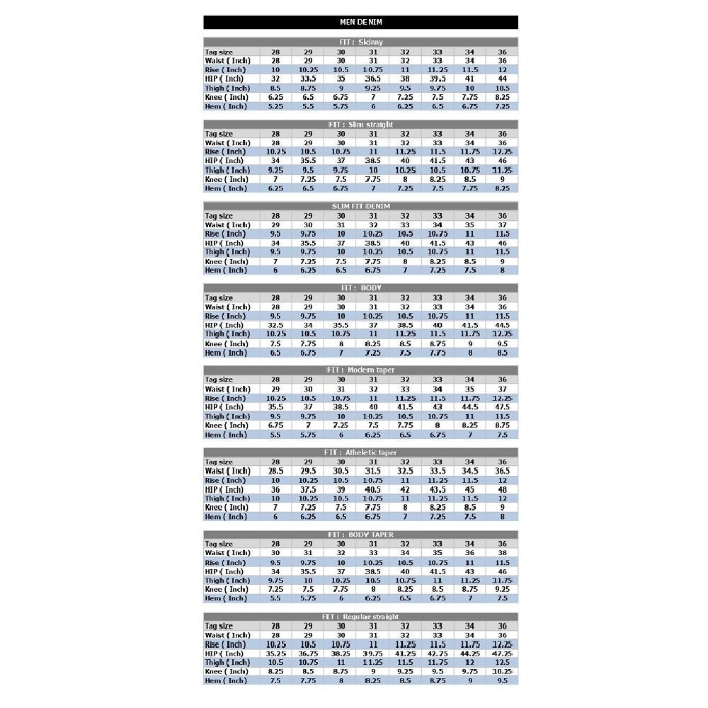 calvin klein jeans sizing