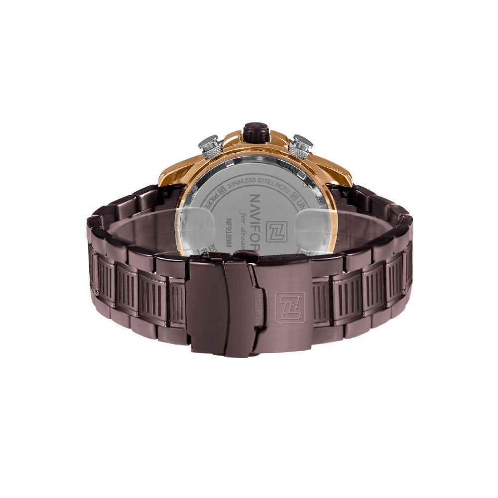 e Tax 79.54 OFF on NAVIFORCE Dark Brown Watch NF9189 E