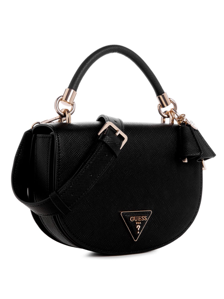 10.0 OFF on GUESS WOMEN Gizele Mini Saddle Crossbody Black