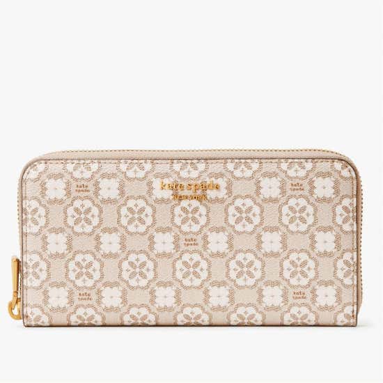 Kate Spade Spade Flower Monogram Coated Canvas Zip-around Continental  Wallet