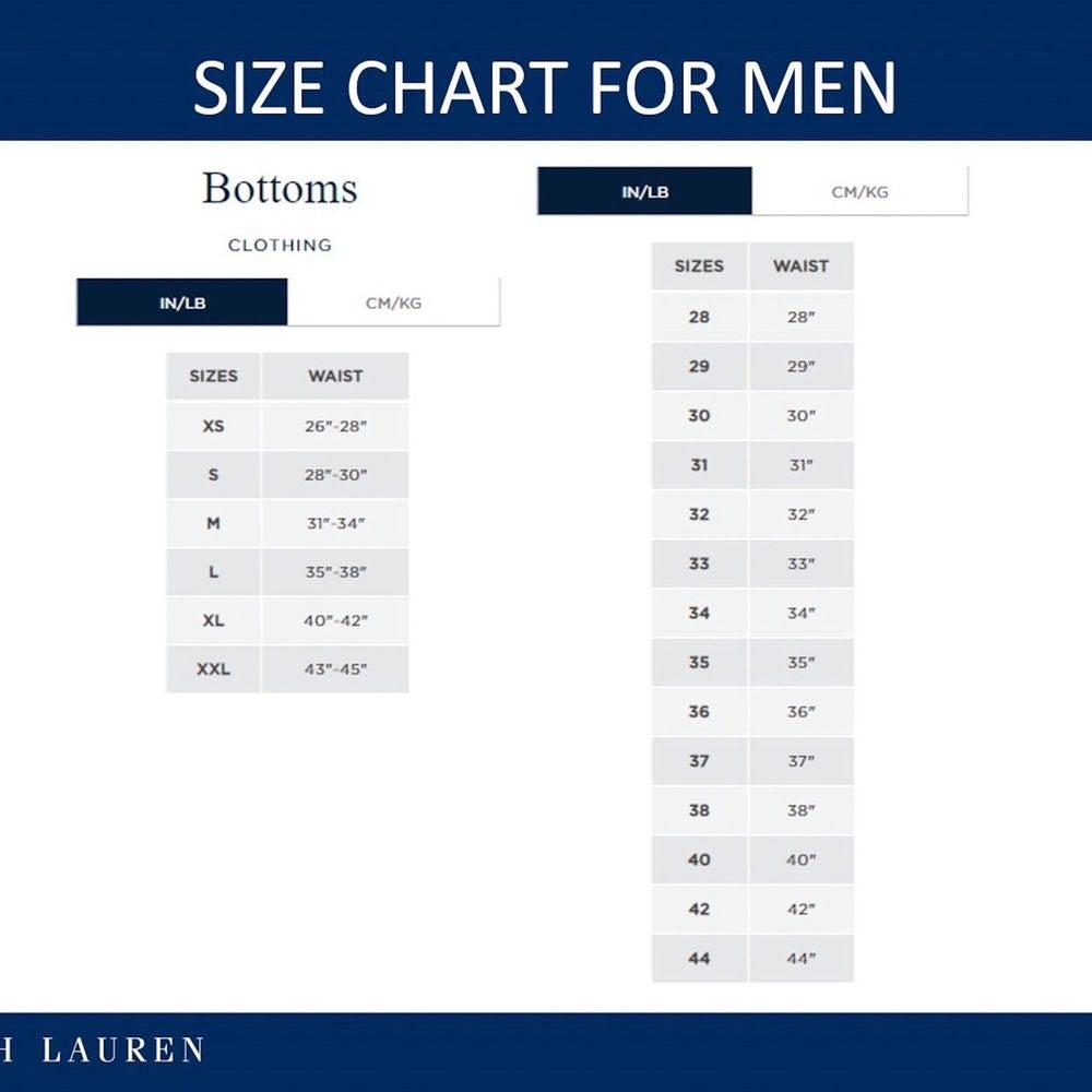 Polo ralph lauren deals shorts size chart