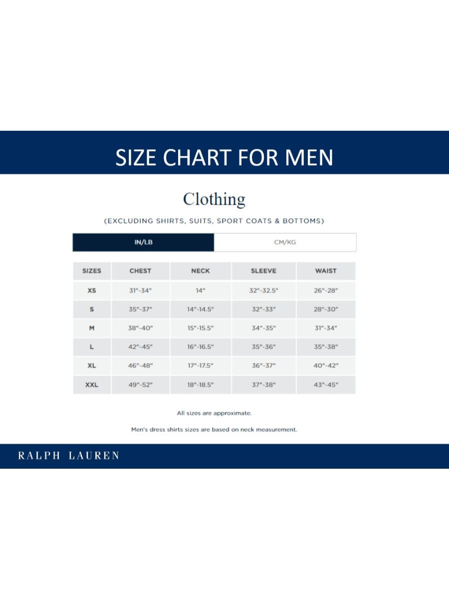 Polo ralph lauren hoodie hotsell size chart