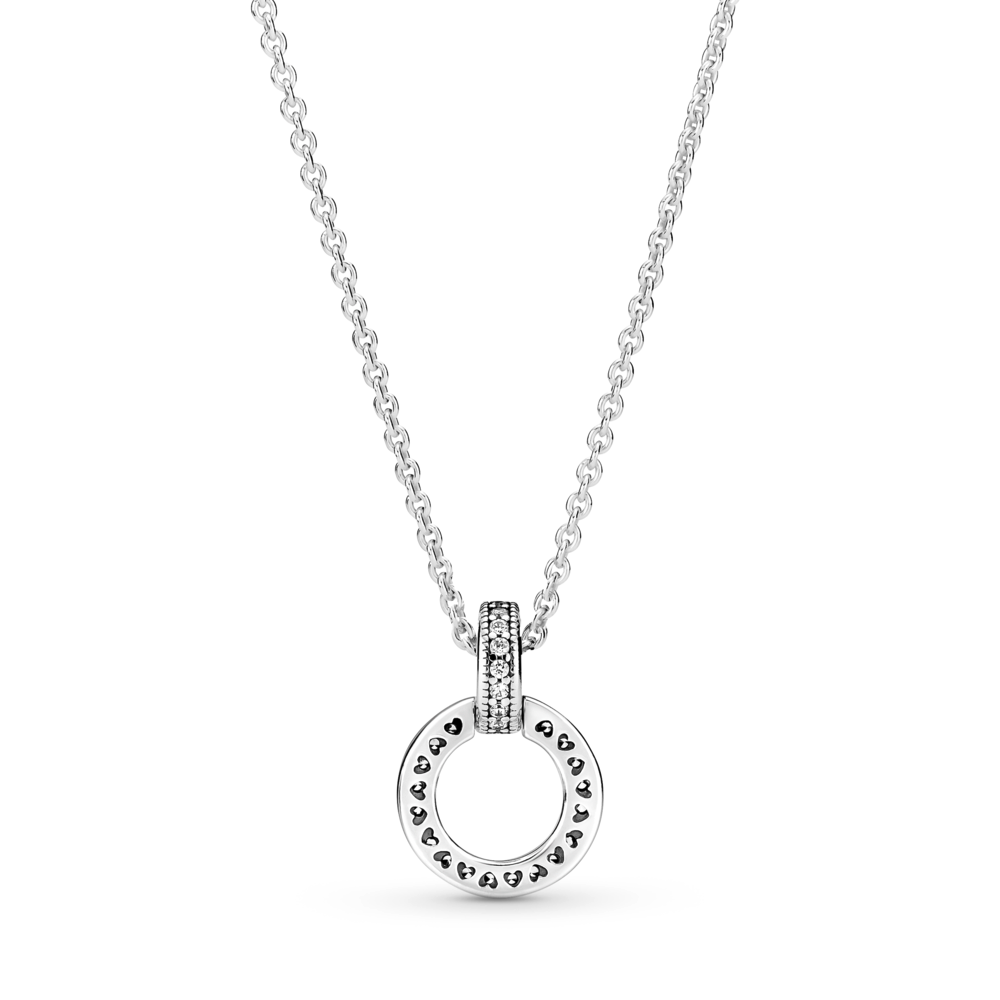 Sterling silver necklace with clear cubic zirconia