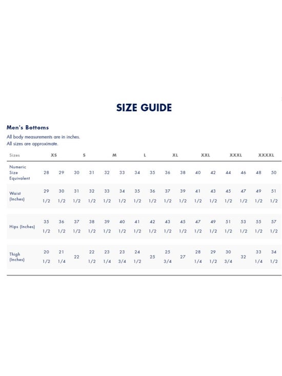 Tommy Hilfiger men's and women's size chart