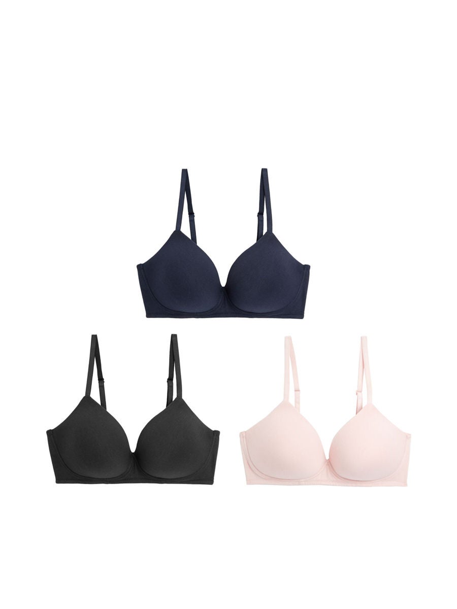 15.03% OFF on Marks & Spencer Women T-Shirt Bras Non Wired Cotton 3 Pieces  Set