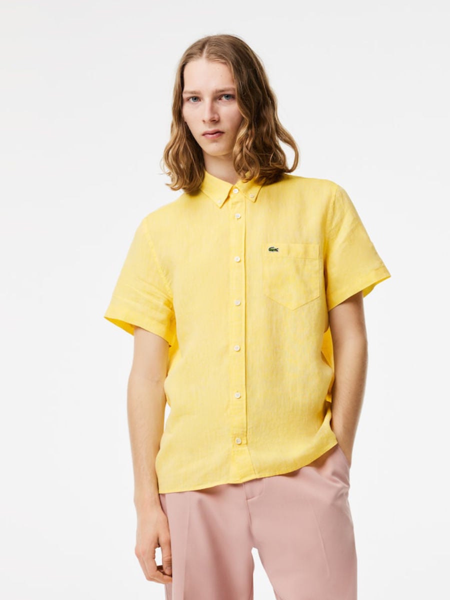 lacoste linen short sleeve shirt