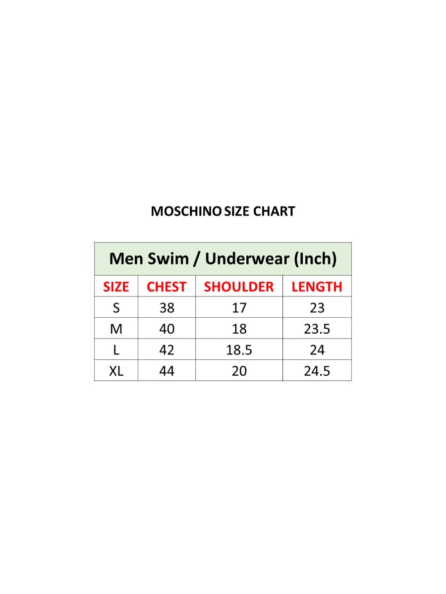 Moschino mens discount shirt size guide