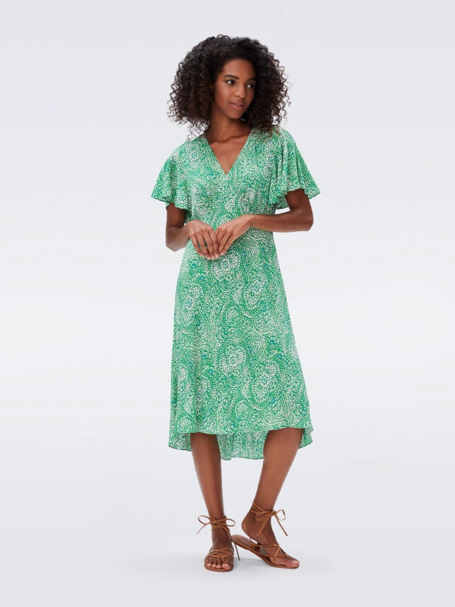 Dvf green hot sale dress