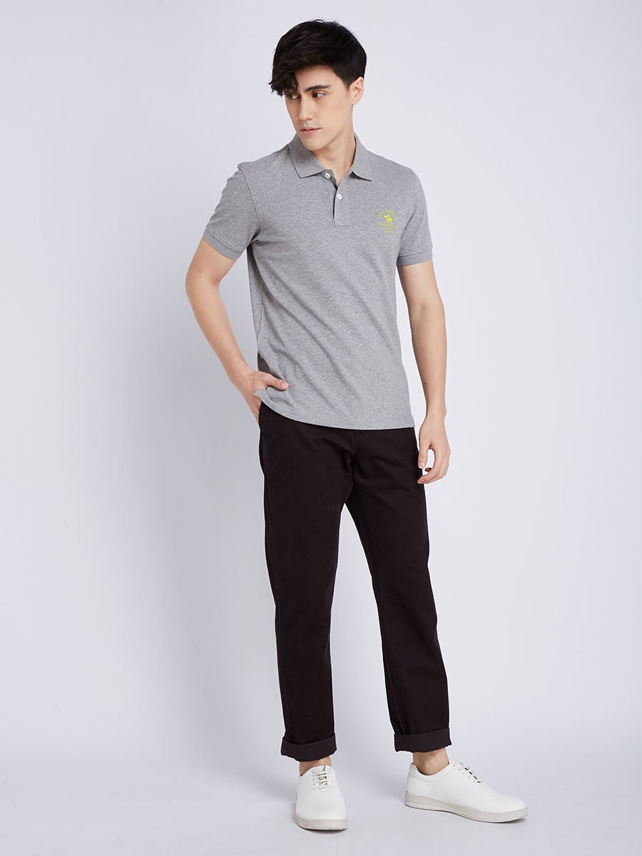 Grey pants 2025 black polo