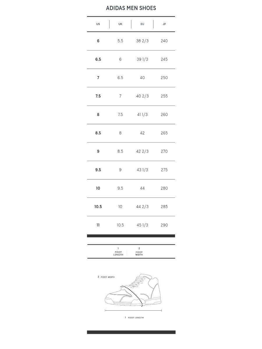 adidas Size Chart for Mens Shoes