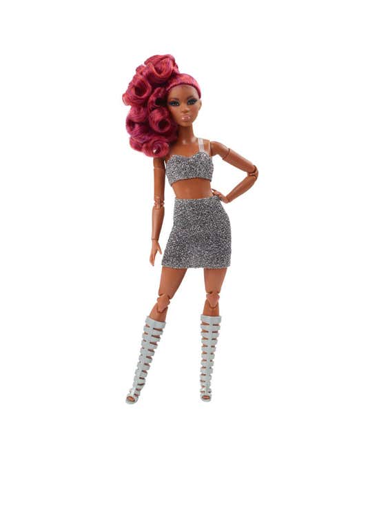 Barbie Looks Collectible Fashion Doll, Posable with Natural Hair & Black  Jumpsuit