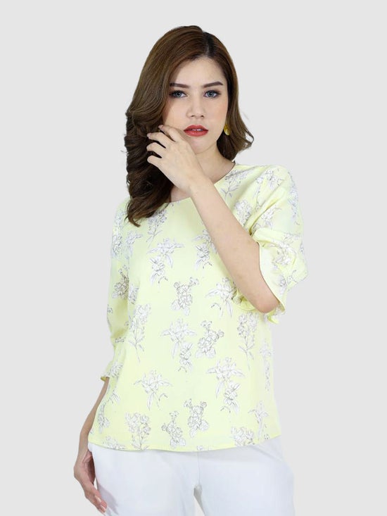 E Tax Mikiko เสื้อเบลาส์ ผู้หญิง พีชสกิน แขนยาว เหลือง ลด 30 0 Central Online