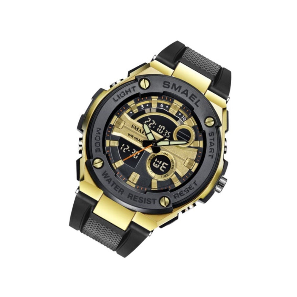 60.0 OFF on SMAEL Gold Men Watch Sport Digital Multiple Display