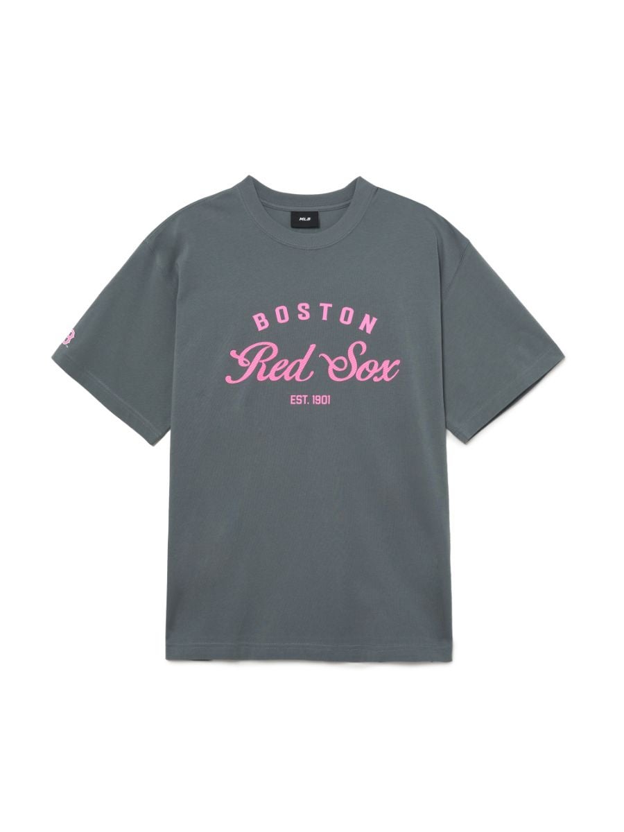 MLB Unisex's T-Shirts Basic American Lettering BOSTON RED SOX Dark Grey 