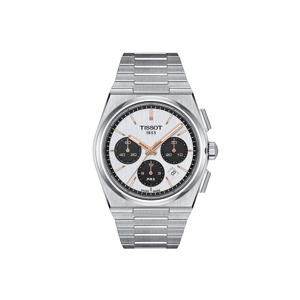 e Tax 5.0 OFF on TISSOT White Grey PRX Automatic Chronograph