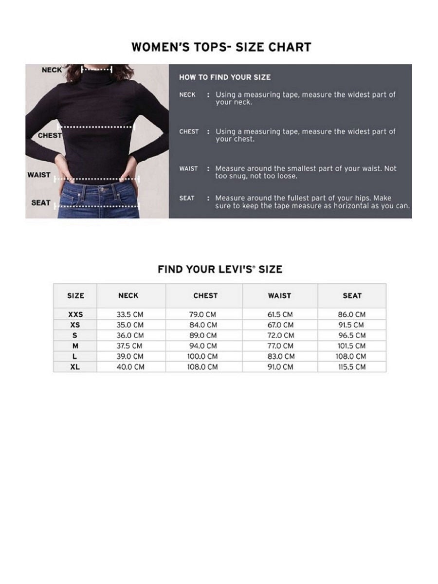 Levi's women's clearance shorts size chart