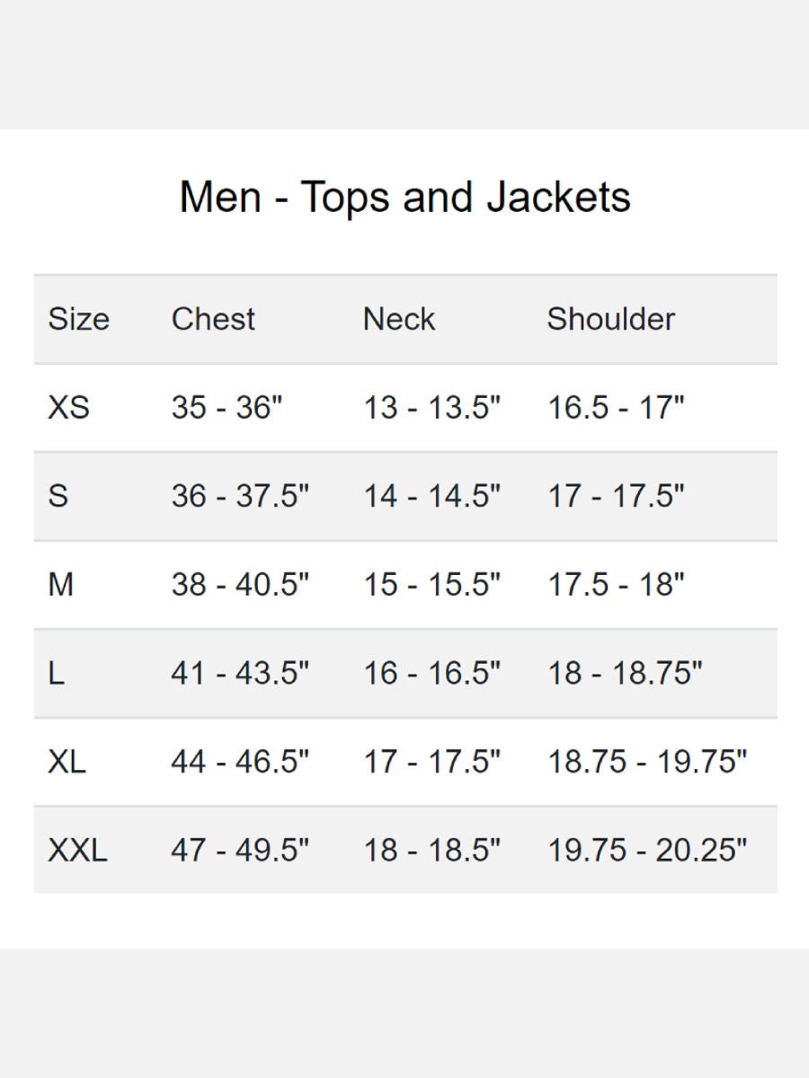 Guess size 2025 chart mens