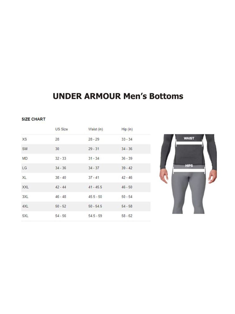 Under armour men's shorts 2025 size chart