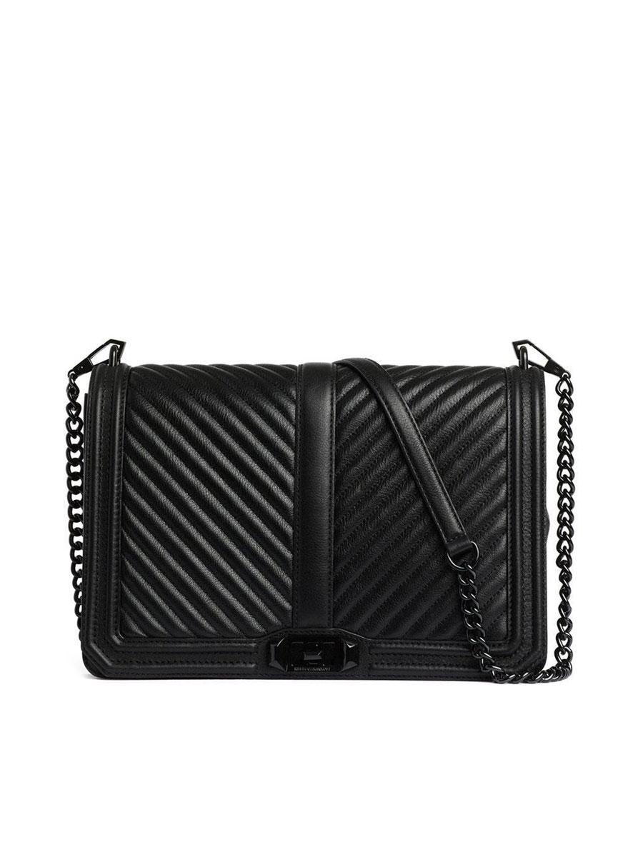 50.0 OFF on REBECCA MINKOFF Chevron Quilted Love Crossbody Bag Black