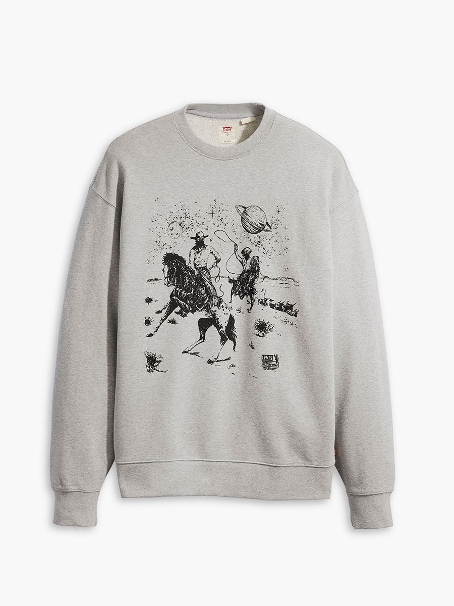 Relaxed Fit Graphic Crewneck Sweatshirt - Grey