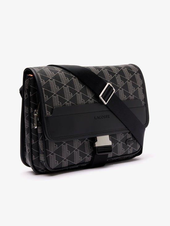 Lacoste The Blend monogram-pattern messenger bag, Black