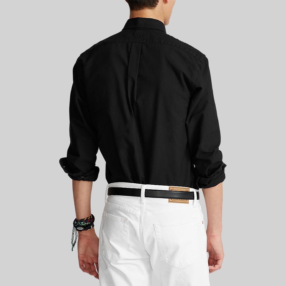 Black polo clearance oxford shirt