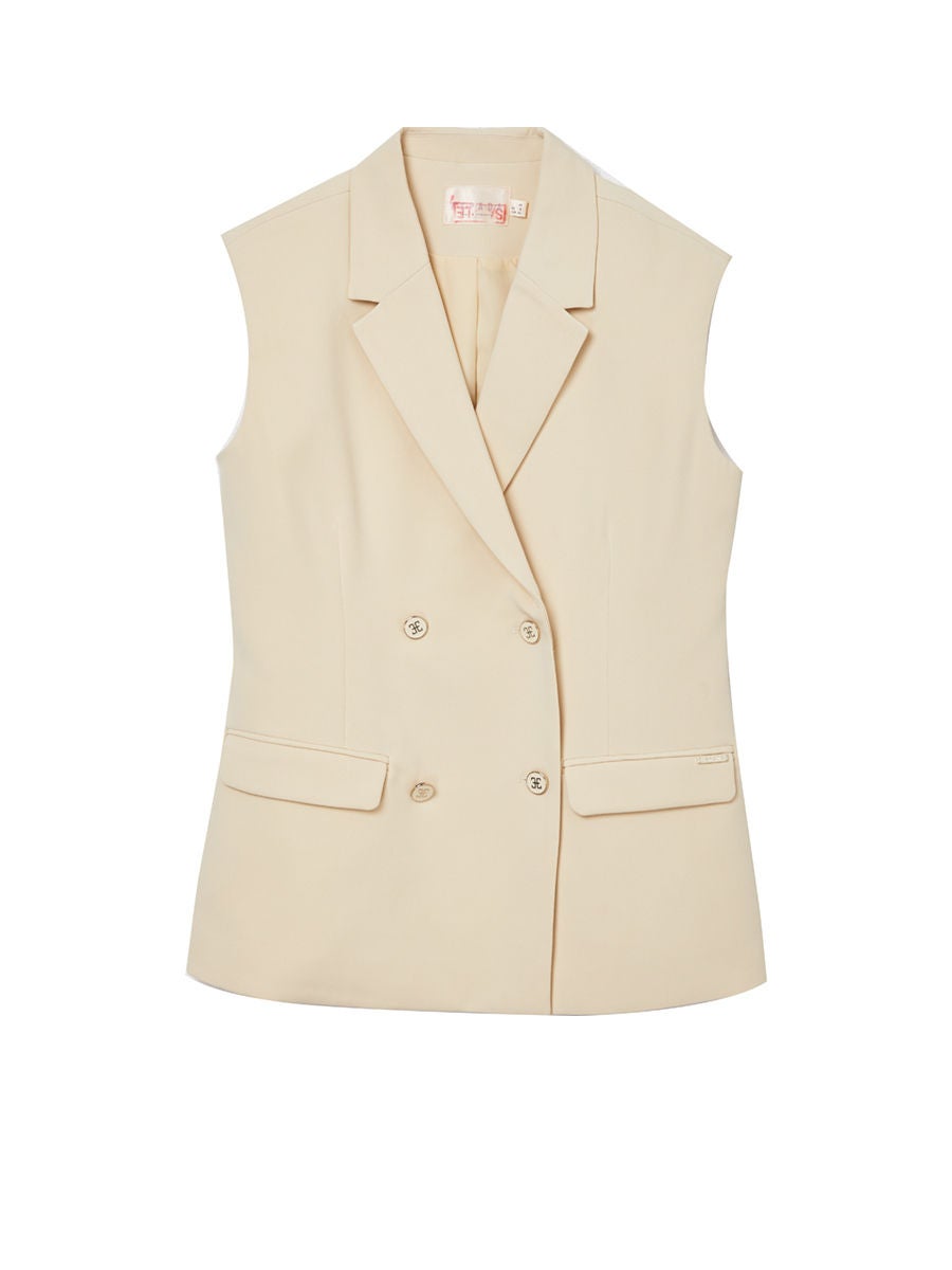 ESPADA Women Vest Blazer Style Beige 