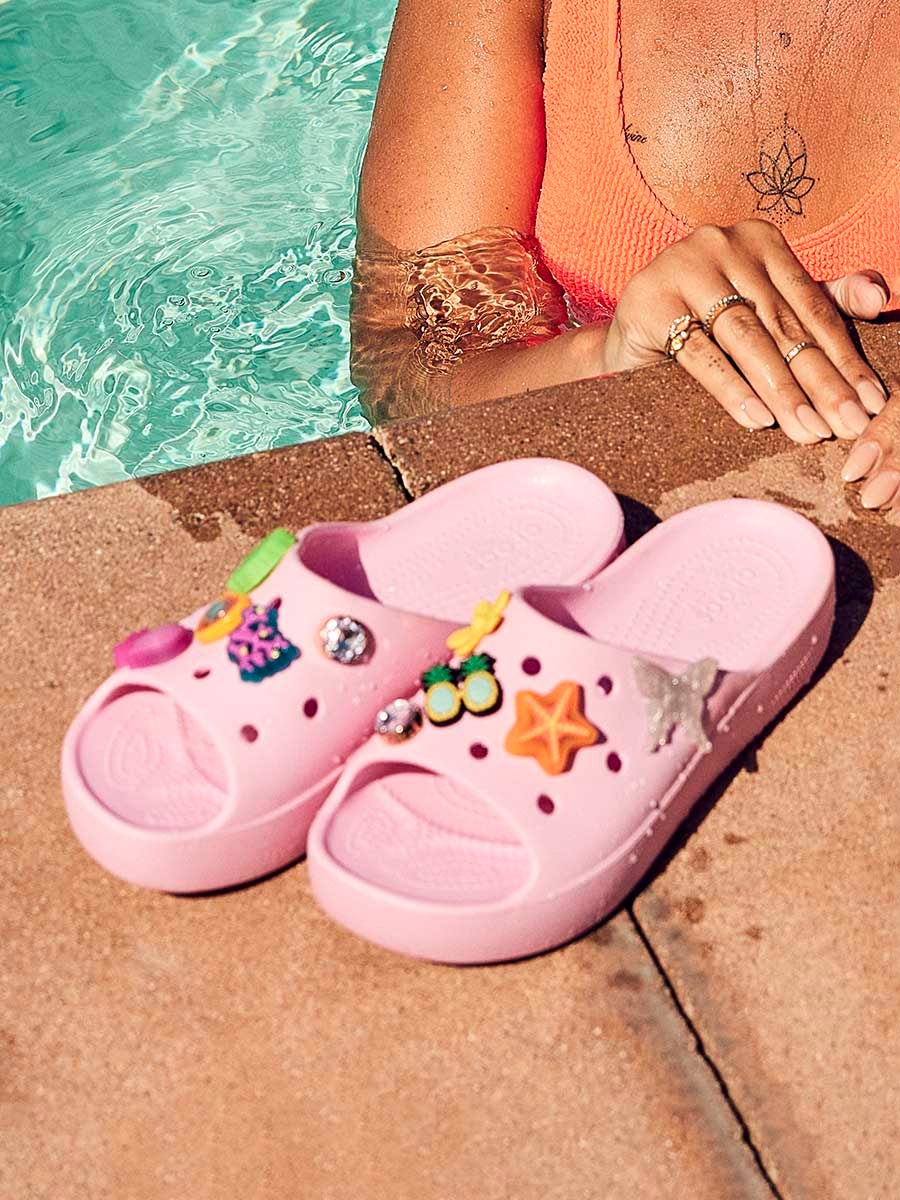 Crocs slides with jibbitz hot sale