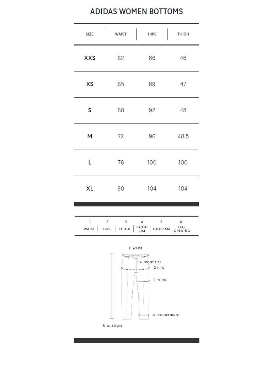 Adidas womens joggers sales size guide