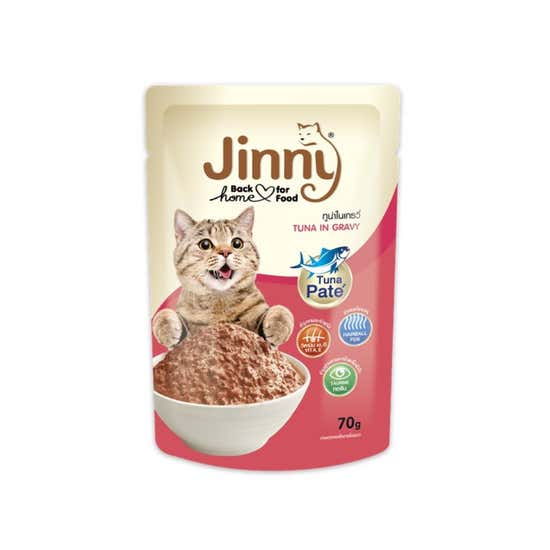 Jinny อาหารเปียก แบบเพ้าช์ สำหรับแมวโตทุกสายพันธุ์ สูตรทูน่าในเกรวี่ 70 G |  ของแท้ 100% | Central Online