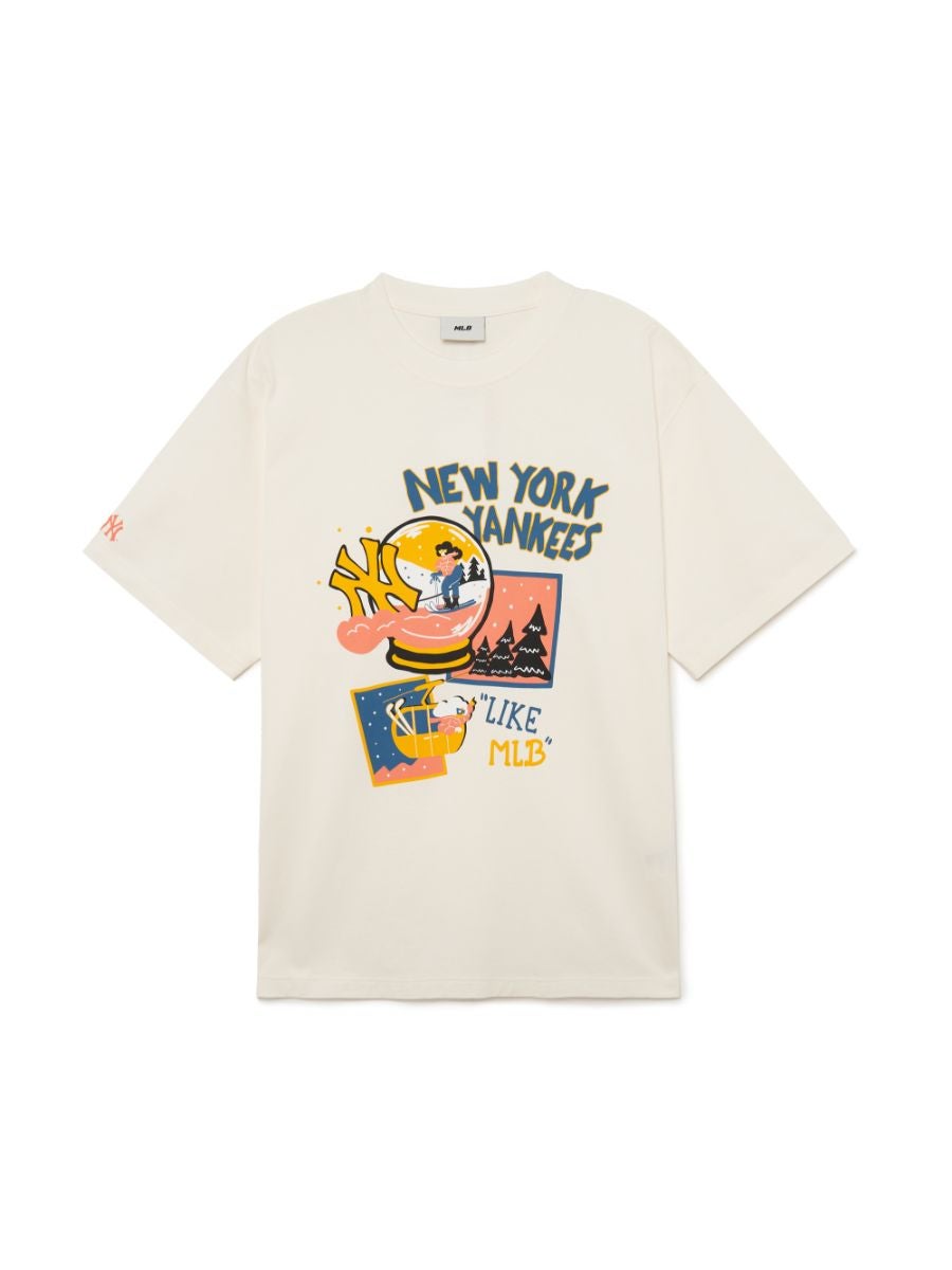 MLB Korea Mens T-Shirts, Beige, XS