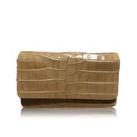 Barzaar Shiny Royal Blue Crocodile Leather Clutch Bag