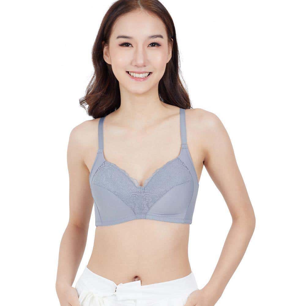 4.61% OFF on WACOAL Grey Surprise Wireless Lace Bra WB9V05