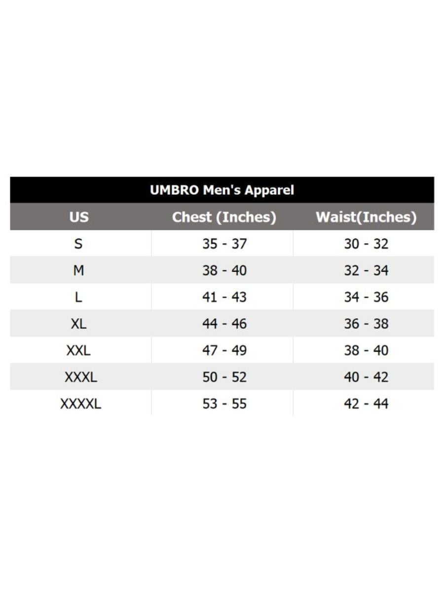 Umbro football clearance shirt size chart