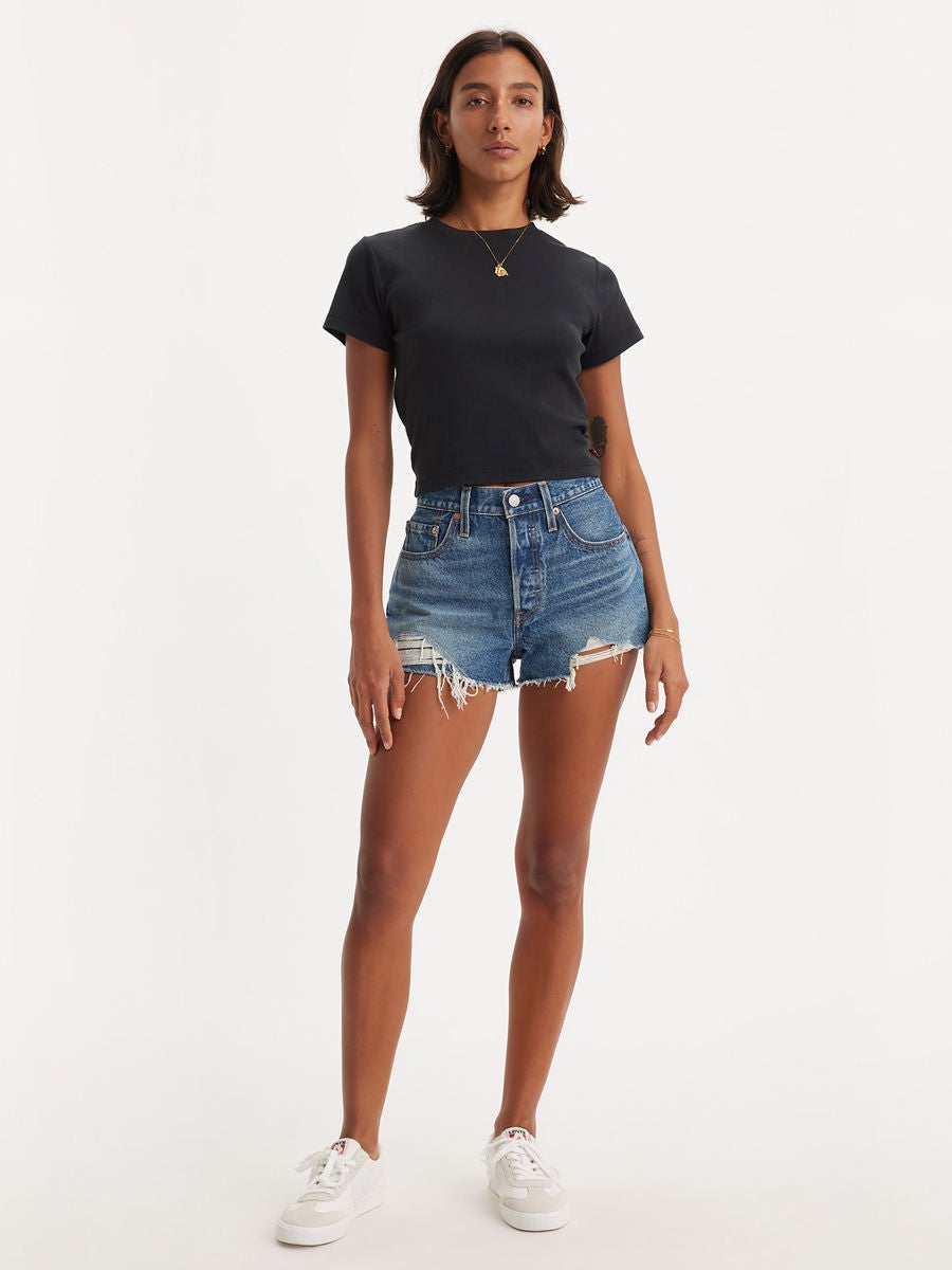 LEVI'S Women's 501® Original High-Rise Jean Shorts Darn It Now ...