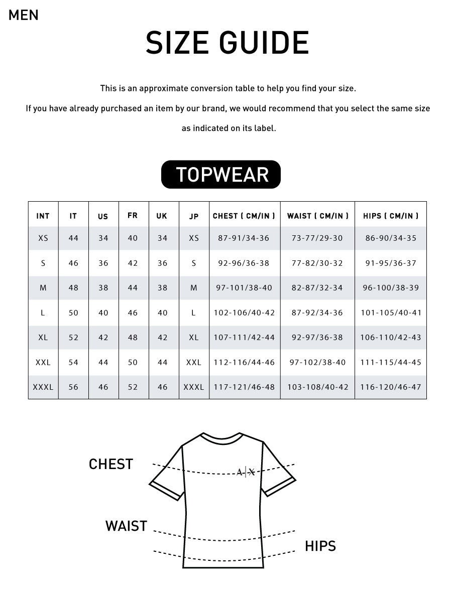 Armani exchange discount size guide