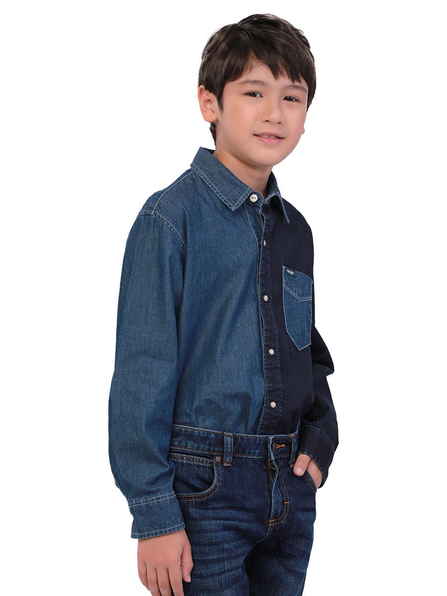 30.0% OFF on Wrangler Kids Boy's Denim Shirt Fabric Blocking