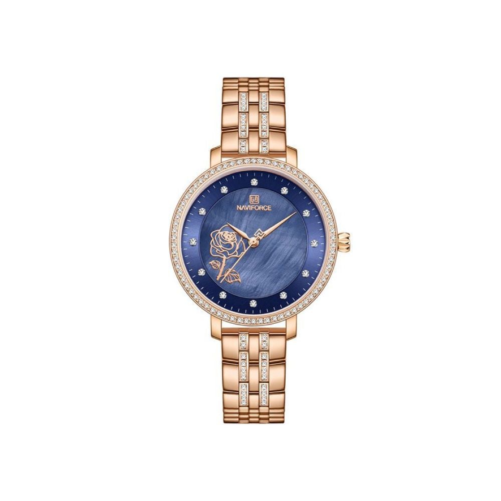 77.24 OFF on NAVIFORCE Rose Gold Blue Watch NF5017 B