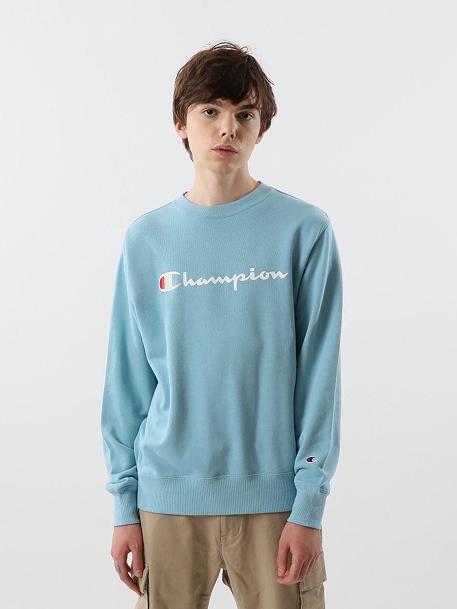 Champion light clearance blue crewneck sweatshirt