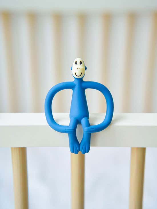 matchstick monkey teething toy - light blue