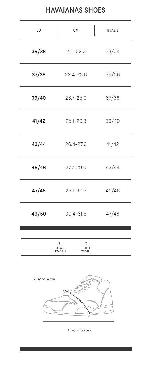 Havaiana shoe hotsell size conversion