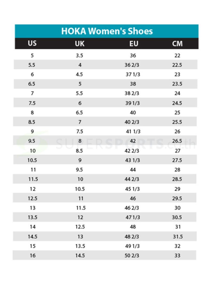 Hoka shoe size sales chart