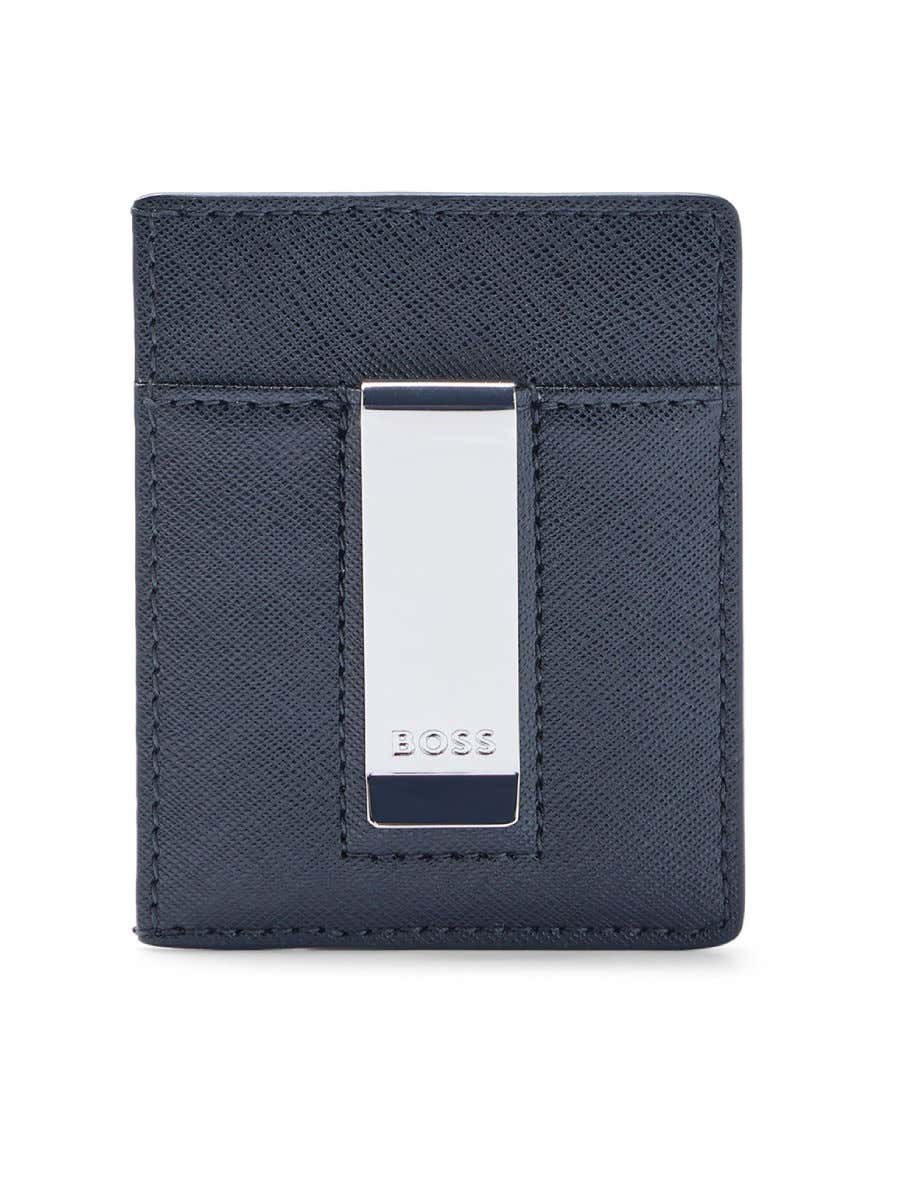 BOSS Monogrammed Money-Clip Card Holder Wallet For Men (Black, OS)